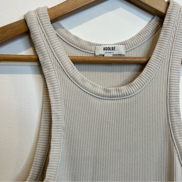 AGOLDE Bailey Ribbed Tank Top in Beige - Picture 5 of 8
